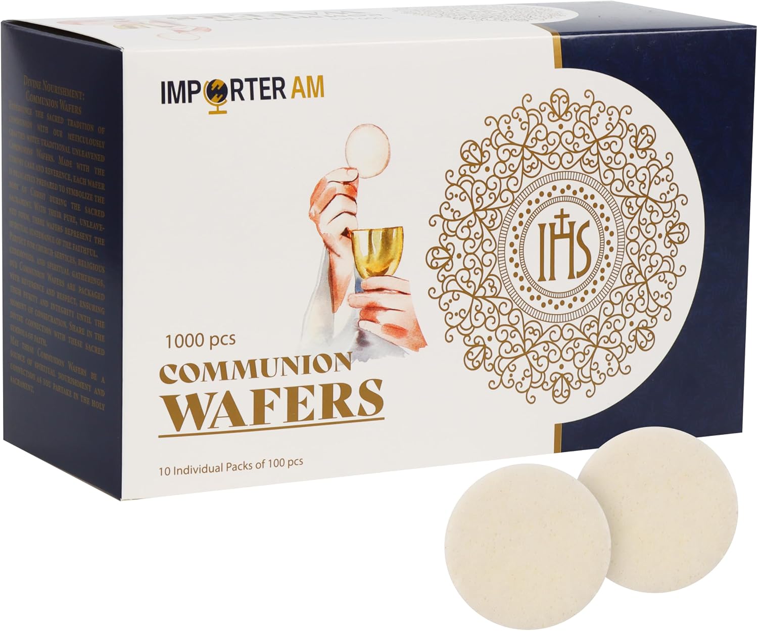 Church Communion Wafers Round 1 3/8", 1000 Count Hosts for Communion Service Unleavened Eucharist Bread