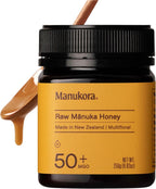 Manukora Raw Manuka Honey MGO 50+, New Zealand Honey, Superfood, 2000+ Natural Compounds, Non-GMO, 3rd-Party Tested, Glyphosate Residue Free, Traceable Hive-to-Hand, Immune and Daily Wellness Support, 250g