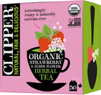 Clipper Tea Organic Strawberry & Elderflower Herbal Tea – 50 Count (Pack of 1) – Caffeine Free & Non-GMO – Unbleached, Plastic-Free Tea Bags – Delicious Hot or Iced Fruit Infusion