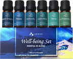 ASAKUKI Essential Oils, Essential Oil for Diffusers for Home, Well-Being Kit- Calm Mind, Sweet Dreams, Happy, Relax, Air Freshening, Immunity for Aromatherapy, Humidifiers, Massage, 6x10ml