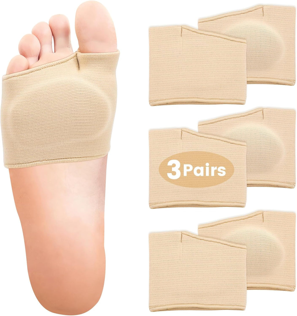 3 Pairs Metatarsal Foot Pads for Women and Men, Foot Pads for Balls of Feet Cushions Pain Relief, Morton's Neuroma Relief, Metatarsal Support