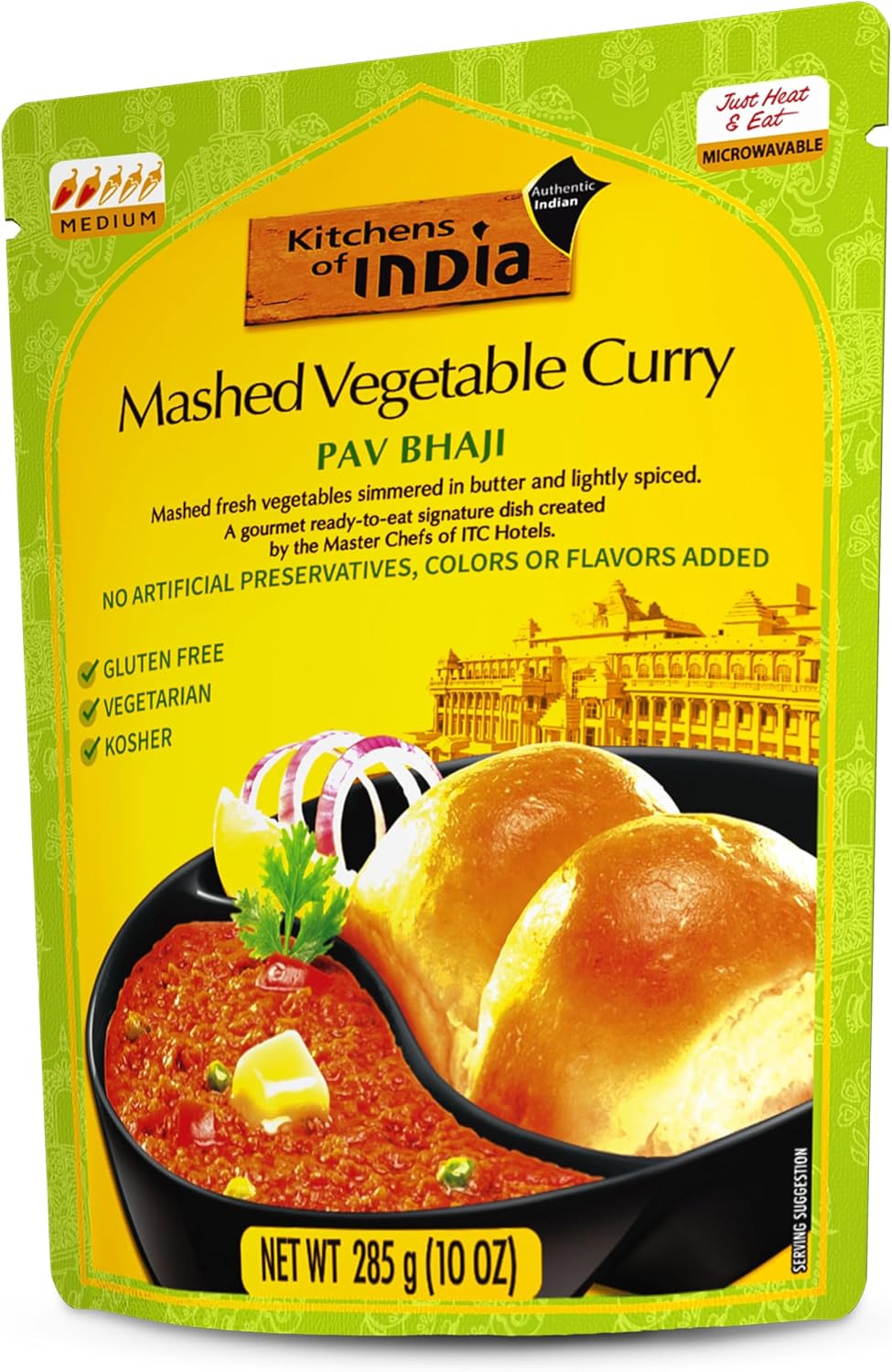 Kitchens Of India Ready To Eat Pav Bhaji, Mashed Vegtable Curry, 10-Ounce Boxes (Pack of 6)