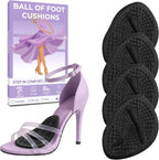 Ball of Foot Cushions (2 Pairs Gel Shoe Inserts), Heel Inserts for Women, Non Slip Heel Pads, Heel Cushions for Women Foot Pain Relief and Comfort, One Size Fits Any (Clear) (4, Black)