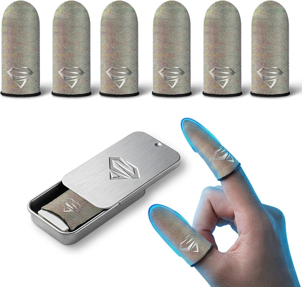 Ultra-Thin Silver Fiber Gaming Finger Sleeves - Breathable, Sweatproof, Seamless Fit with 0.15mm Precision for Enhanced Touchscreen Sensitivity, Anti-Slip Design, and All-Season Comfort