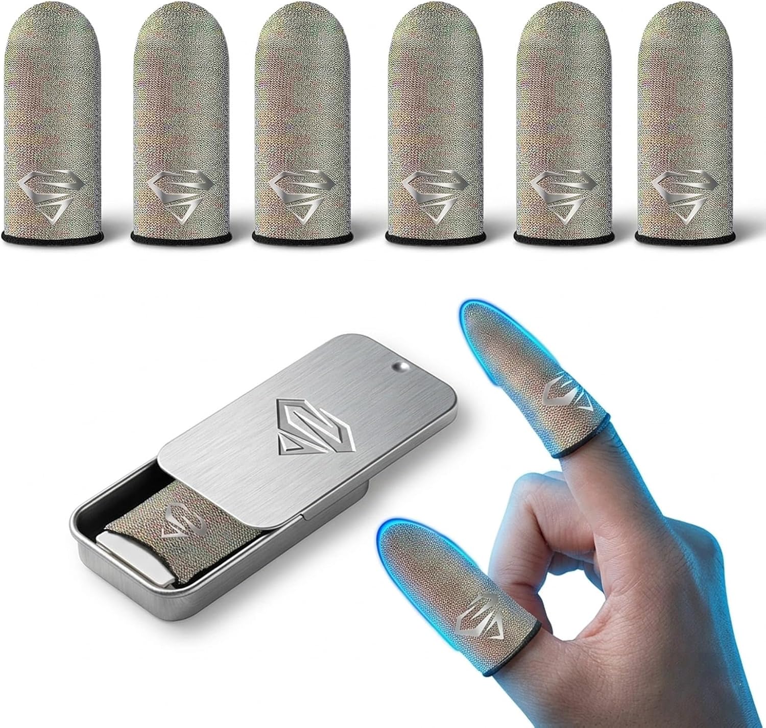 Ultra-Thin Silver Fiber Gaming Finger Sleeves - Breathable, Sweatproof, Seamless Fit with 0.15mm Precision for Enhanced Touchscreen Sensitivity, Anti-Slip Design, and All-Season Comfort
