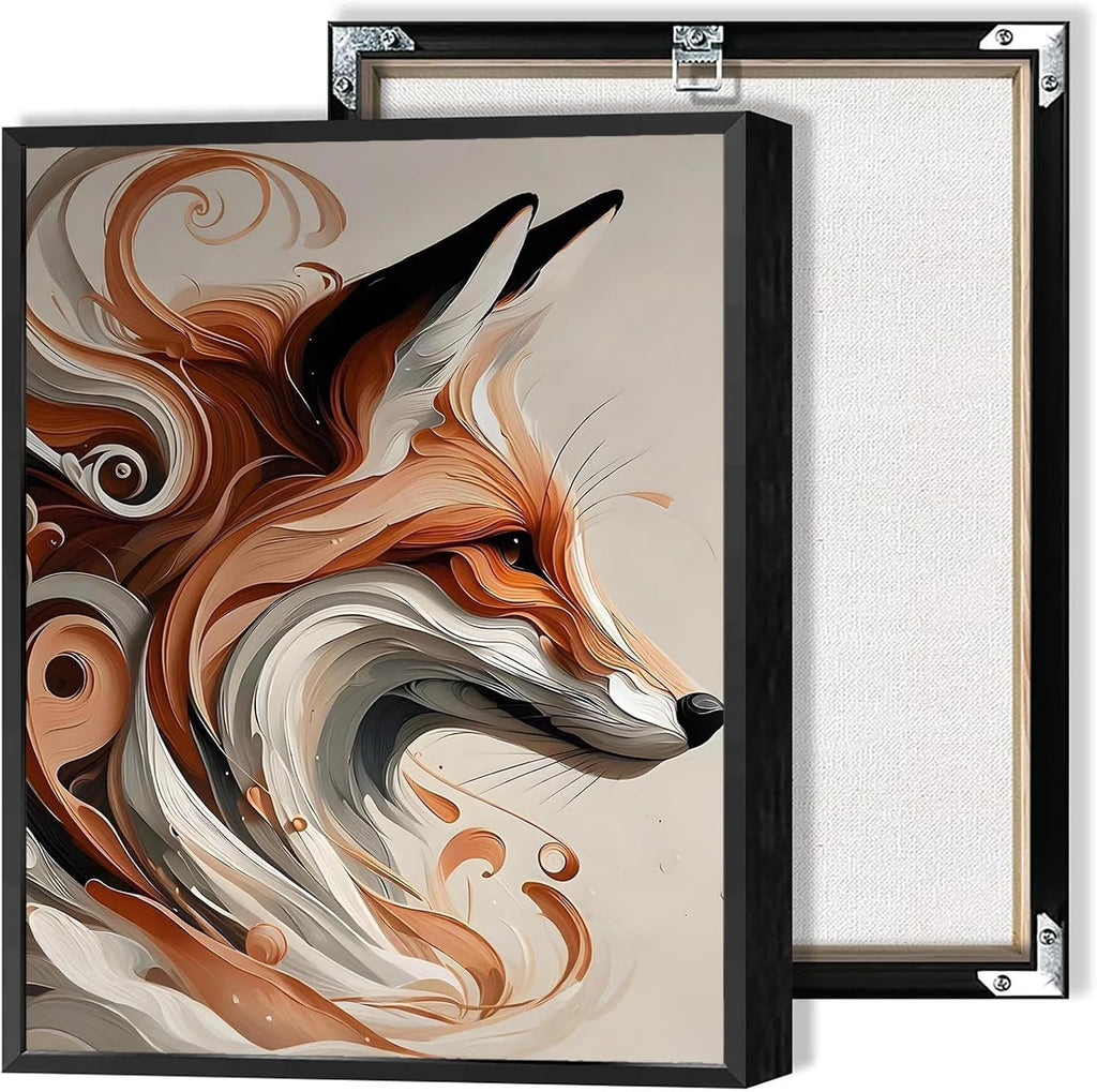 Elegant Abstract Fox Canvas Posters Whimsical Swirl Pattern Wildlife Wall Art Modern Woodland Animal Fox Prints Painting For Living Room Bedroom Office Wall Decor 8x12in Unframed