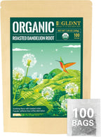 GLDNT Organic Roasted Dandelion Root Tea Bags, Roasted Aroma & Smooth Flavor, Caffeine Free, 100 Count