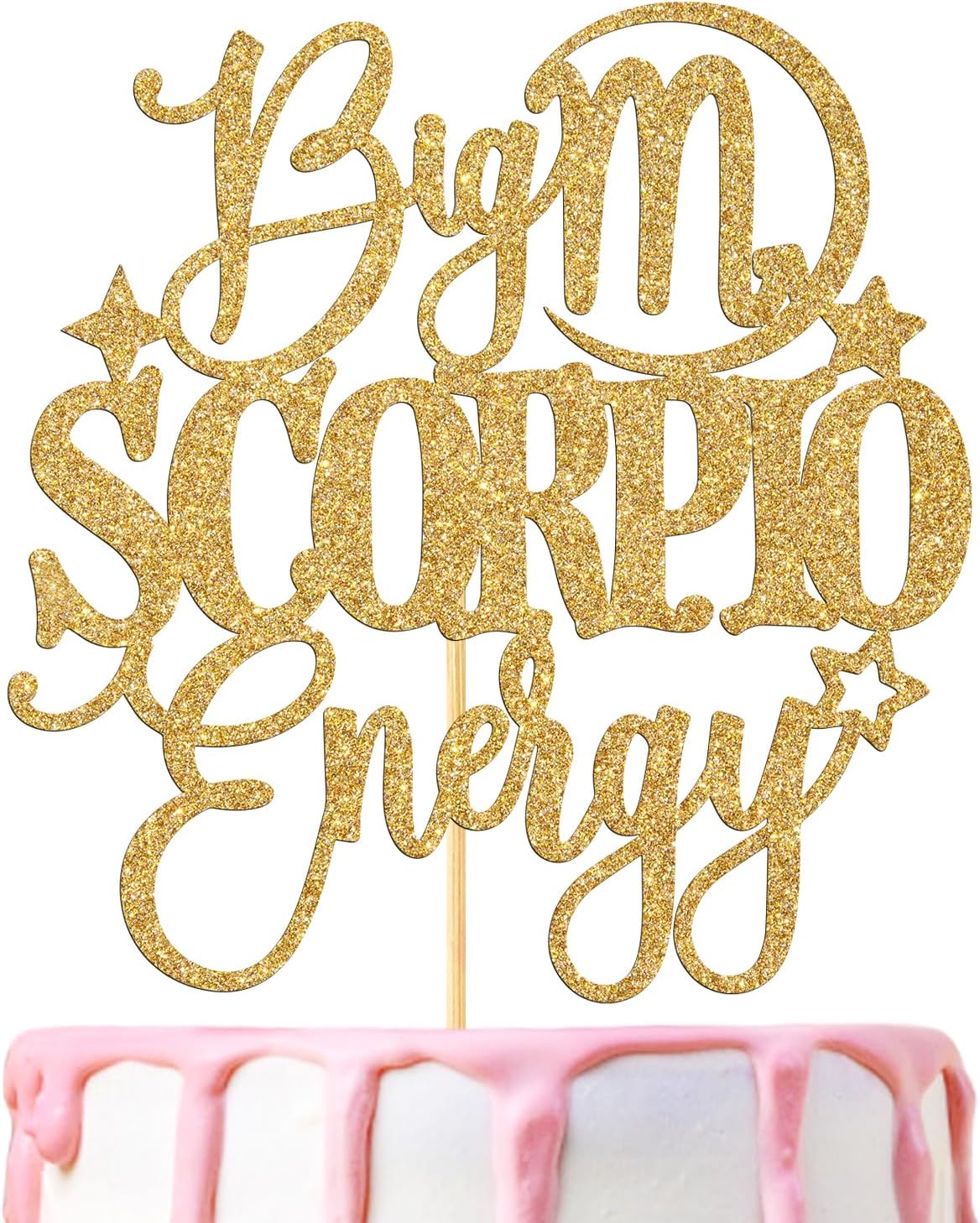 Big Scorpio Energy Cake Topper, Happy Birthday Scorpio in October/November, Scorpio Season, 12 Zodiac Constellation Theme Birthday Party Decoration Supplies, Gold Glitter