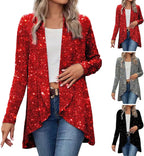 Women's Sequin Jackets Casual Long Sleeve Sparkly Blazer Jacket Fashion Holiday Party Cardigan Coat
