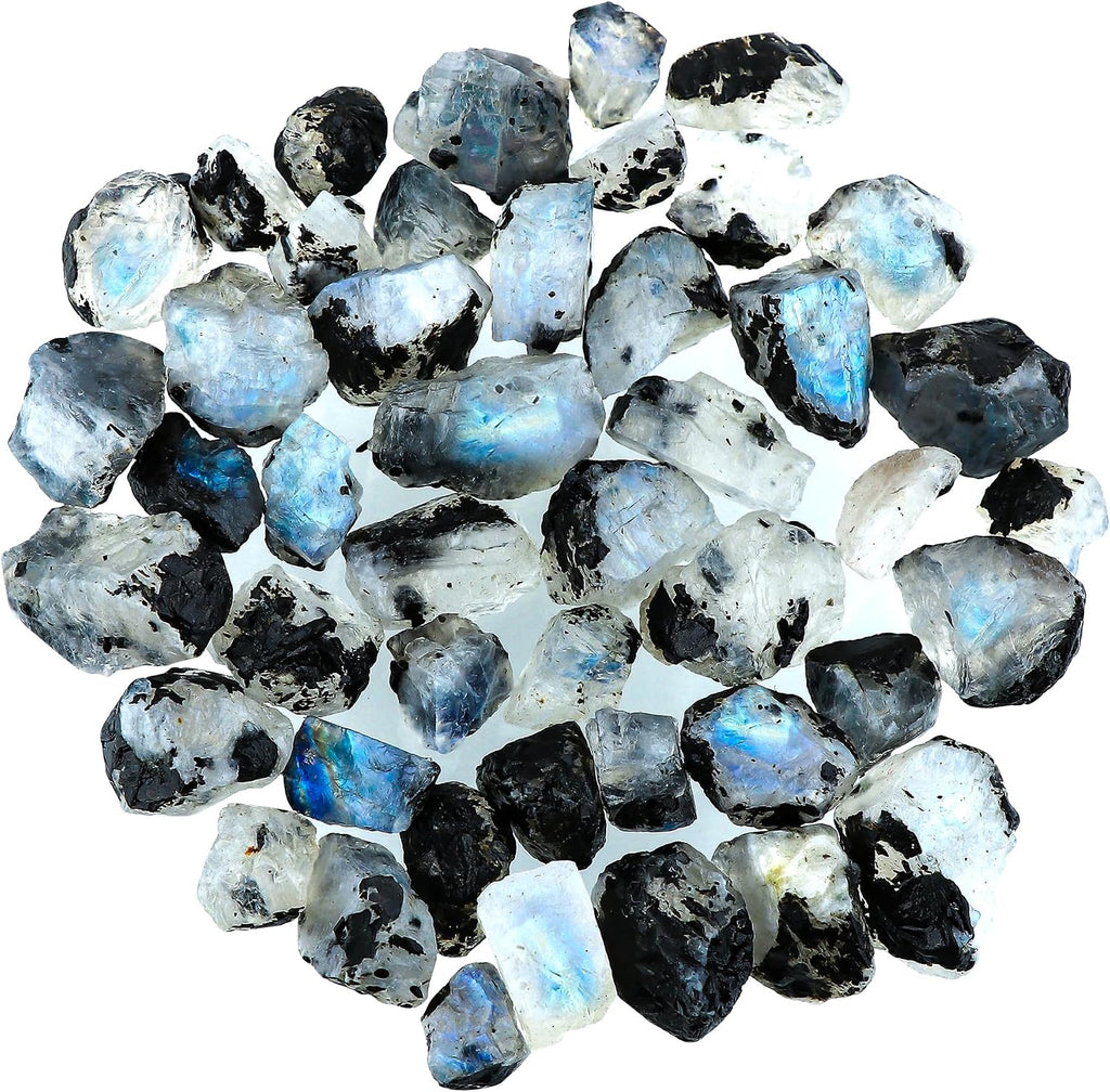 Raw Moonstone Loose Gemstone Lot – 50 Carat Natural Uncut Crystals, 4 to 5 Pcs – Rough Healing Stones for Wire Wrapping, Reiki, Jewelry Making & Mineral Collection (Moonstone)