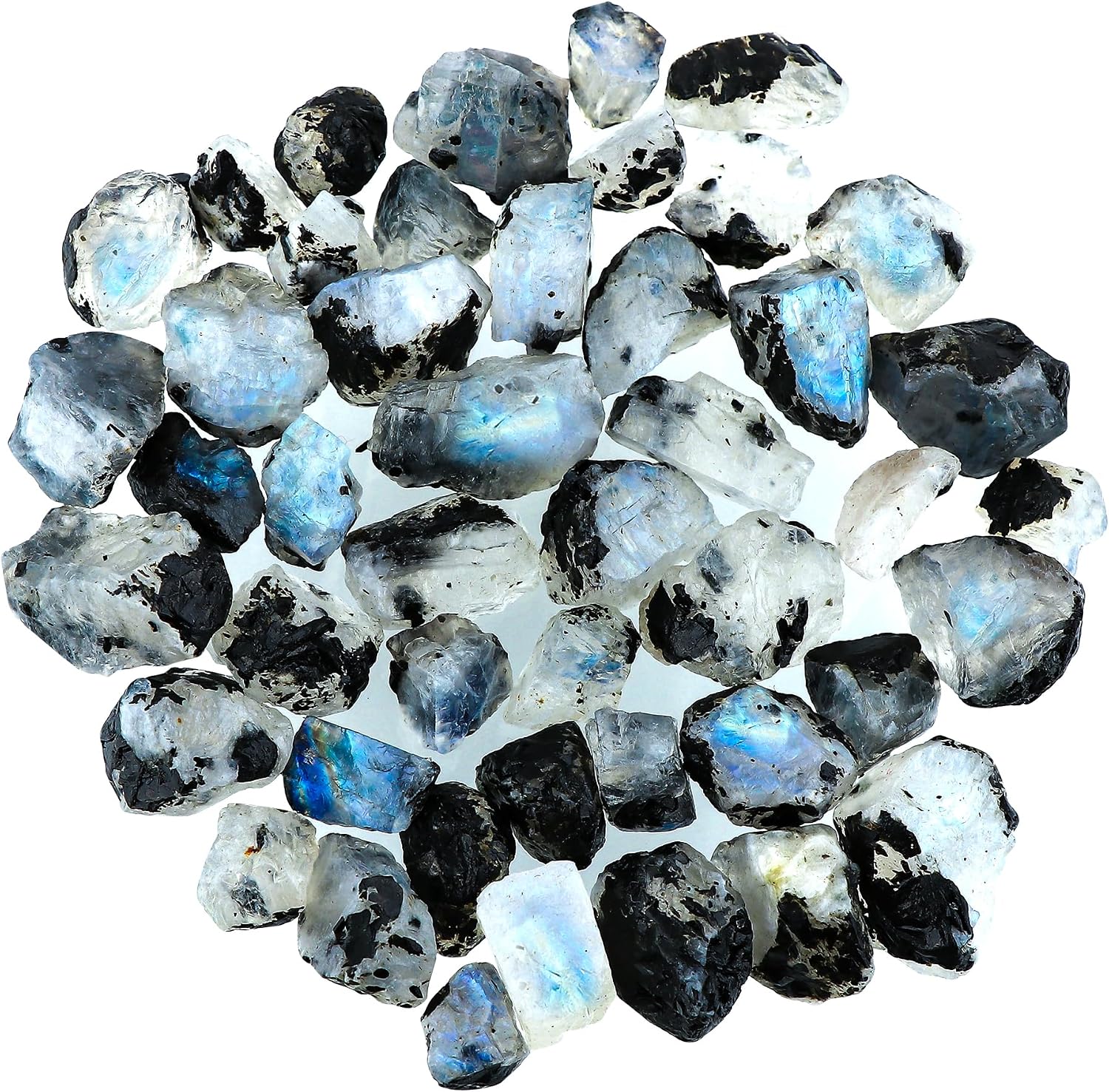 Raw Moonstone Loose Gemstone Lot – 50 Carat Natural Uncut Crystals, 4 to 5 Pcs – Rough Healing Stones for Wire Wrapping, Reiki, Jewelry Making & Mineral Collection (Moonstone)