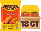 Hippeas Chickpea Puffs, Blazin' Hot, 18 x 0.75 oz Bags, Baked Crunchy Chickpea Snacks with 3g Plant Protein, 2g Fiber & 40% Less Fat, Dairy & Gluten Free, Non-GMO, Top 9 Allergen Free