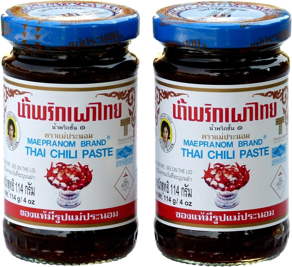 Mae Pranom Thai Chili Paste Nam Prik Pao 4 Ounce (Pack of 2)