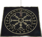 mookaitedecor Black Obsidian Rune Stones Set & 6 Facted Crystal Pendulum with Viking Compass Embroidered Energy Mat for Divination Meditation Reiki Healing