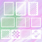 10 Pcs Fish Scale Stencils, Mermaid Scale Template, Multifunctional Face Painting Template, Reusable, Suitable for Wall, Face and Body Painting, As Well As DIY Crafts