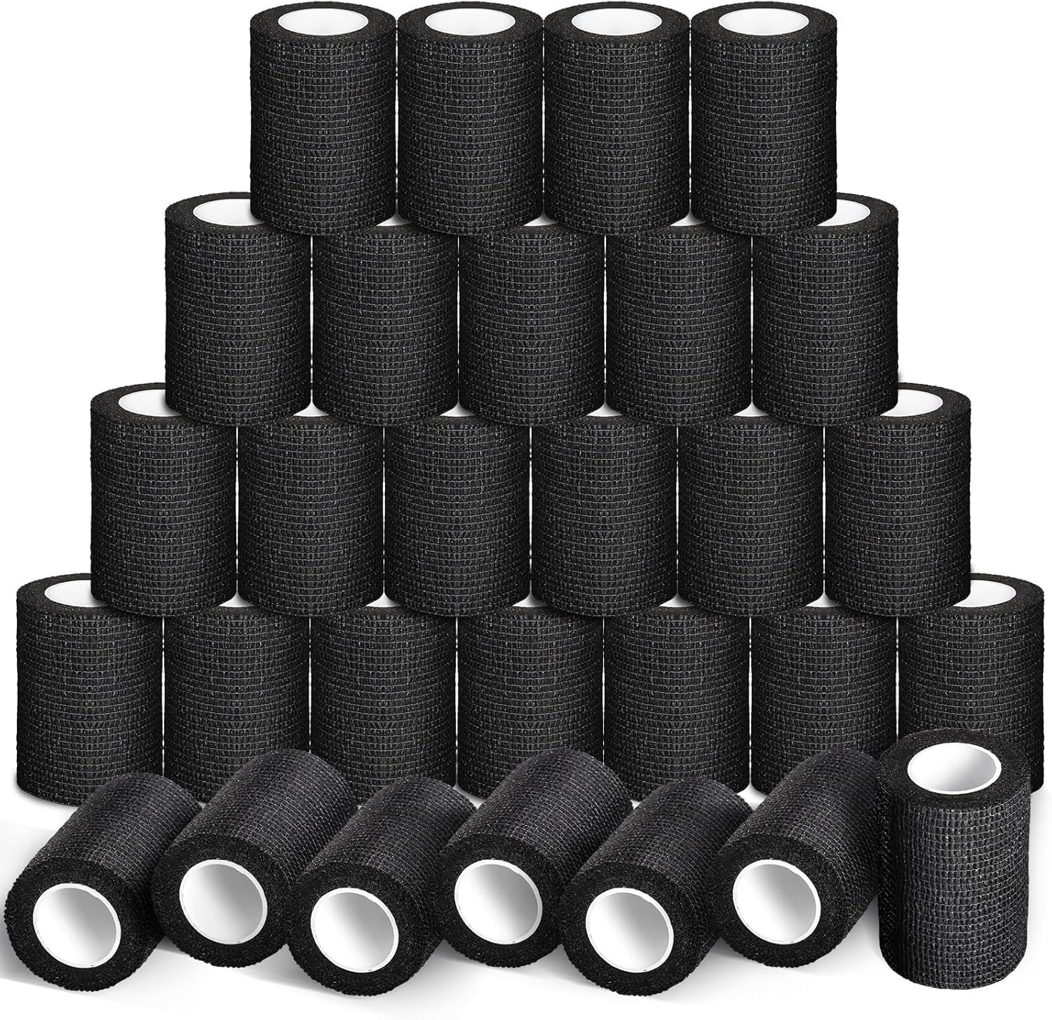 60 Pack Black Self Adhesive Bandage Wrap Bulk 3 Inch x 5 Yards Cohesive Bandage,Vet Wrap Breathable Elastic Self-Adherent Tape for Stretch Athletic Sports Wrist Ankle Dogs Pet Vet Wrap