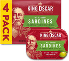 King Oscar Wild Caught Sardines in Extra Virgin Olive Oil 3.75 Ounce (Pack of 4)