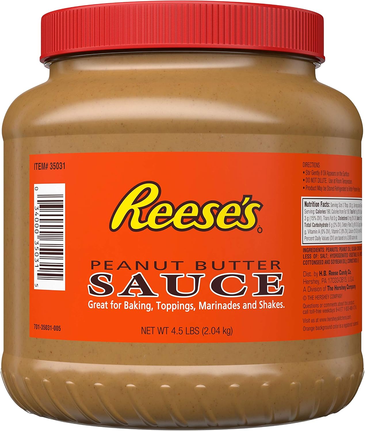 Reese's Peanut Butter Sauce,6 count, 4.5 Pounds