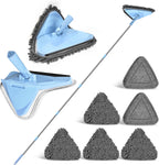 NEWE Wall Washer Mop with 80 Inch Long Handle, Wall and Ceiling Cleaner, 180° Folding Wall Scrubber with Long Handle, Triangle Baseboard Scrubber, 4 Chenille Duster & 2 Microfiber Pads