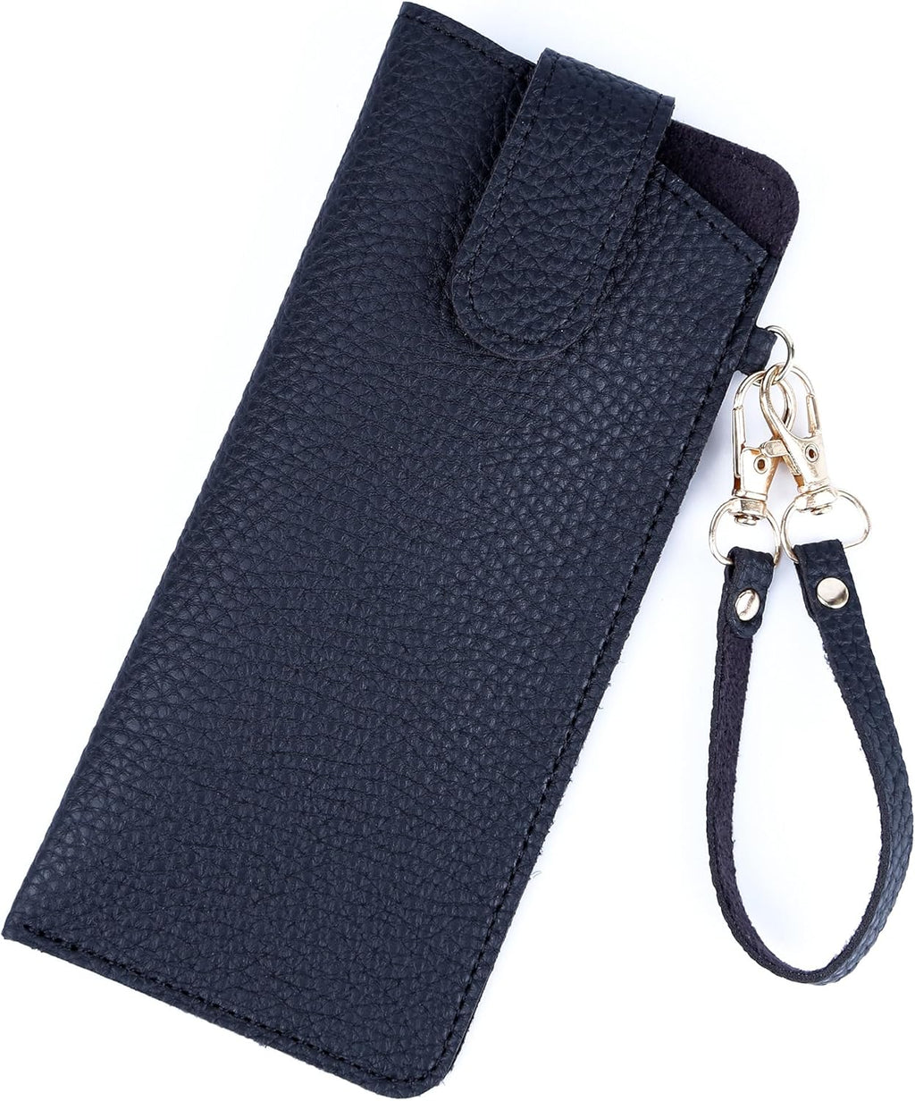 Leather Sunglasses Pouch with Holster Clip, Portable Eyeglass Organizer Pouch Bags for Travel Hanging Backpack
