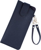 Leather Sunglasses Pouch with Holster Clip, Portable Eyeglass Organizer Pouch Bags for Travel Hanging Backpack