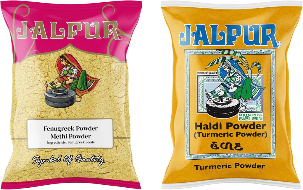 Jalpur Millers Spice Combo Pack - Fenugreek Powder 100g - Turmeric Powder 100g (2 Pack)