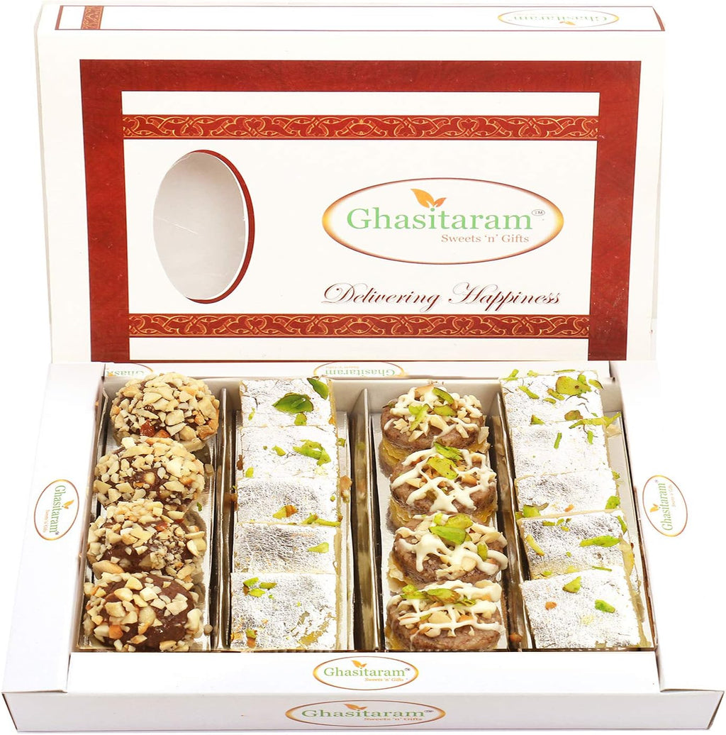 Ghasitaram Gifts Diwali Gifts Diwali Sweet - Assorted Box of Barfis, Dryfruit Sweets 400 GMS