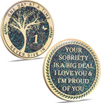 LParkin 1 Year Sobriety Coin, Tree of Life Recovery Coin, AA Recovery Medallion, Anniversary Token Sobriety Gifts, Alcoholics Anonymous Medallion