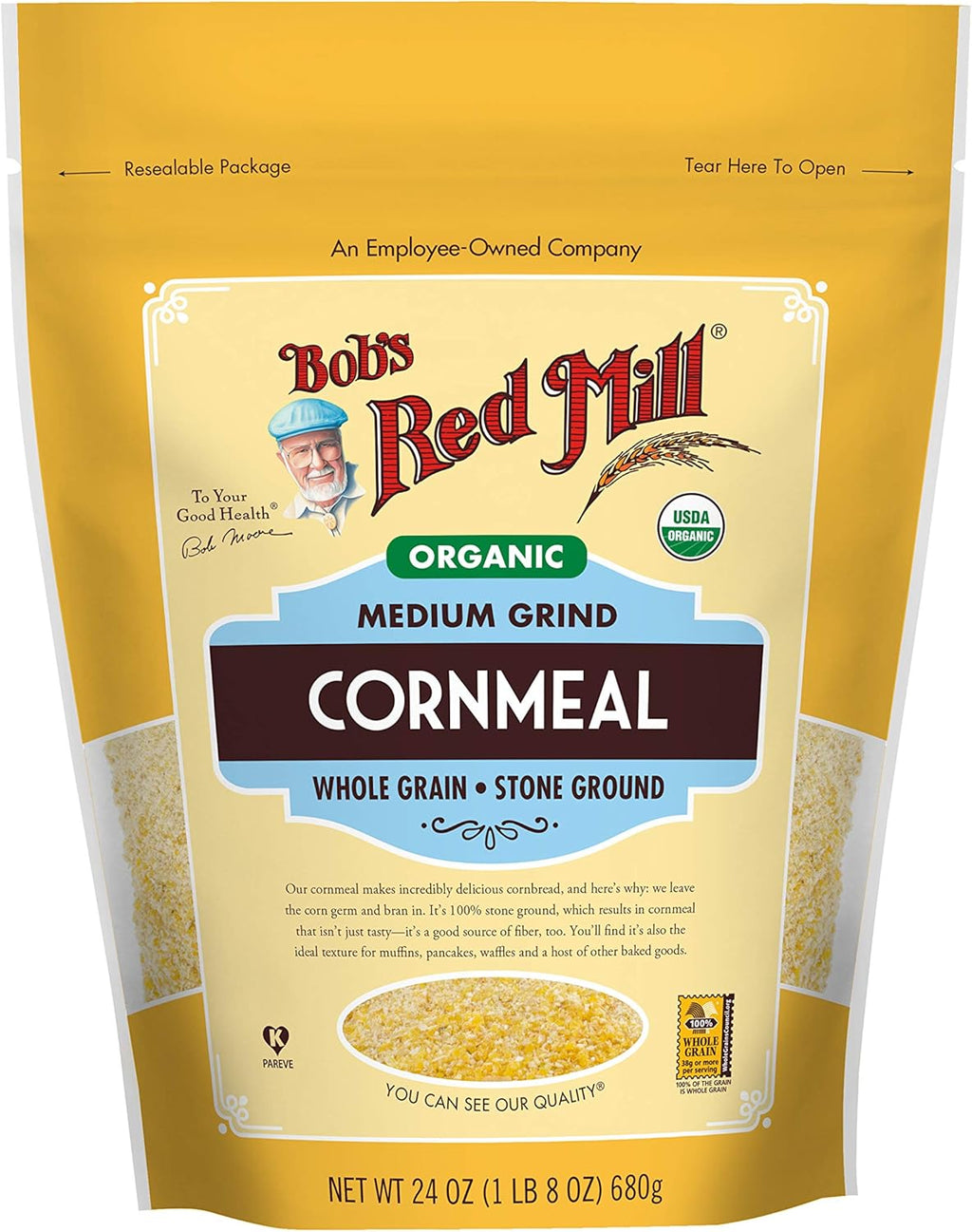 Bob's Red Mill Organic Medium Grind Cornmeal, 24 OZ