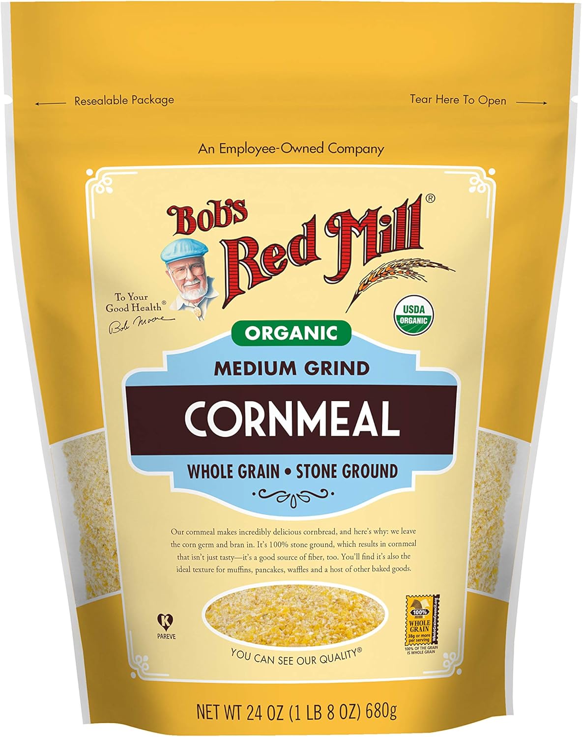 Bob's Red Mill Organic Medium Grind Cornmeal, 24 OZ