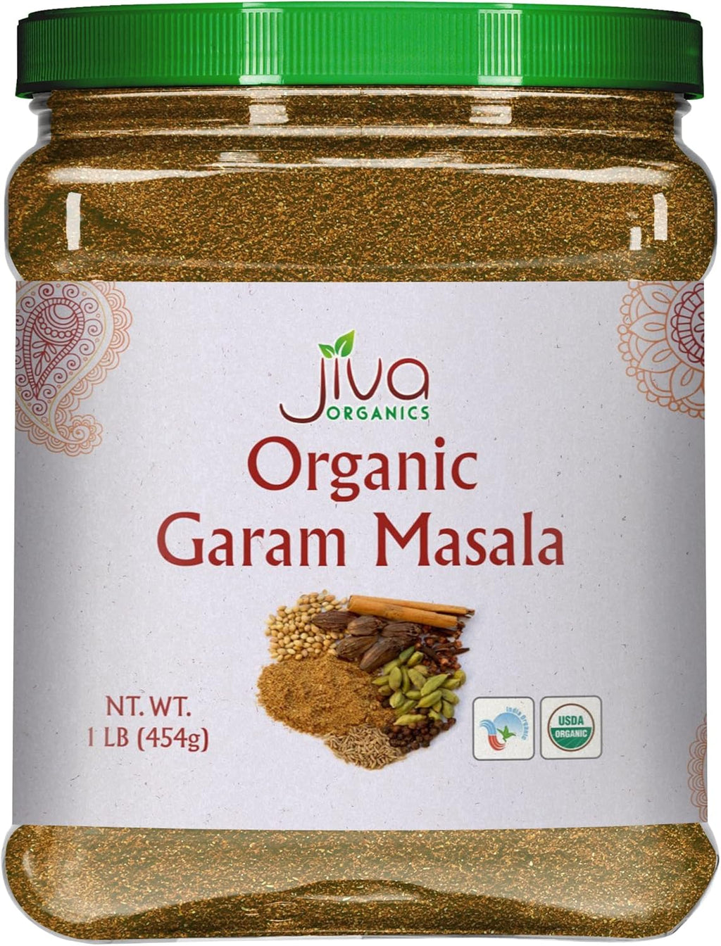 Jiva Organics Organic Garam Masala Powder 1 Pound Bulk Jar - NON-GMO, Salt Free, Premium Indian Spice Blend
