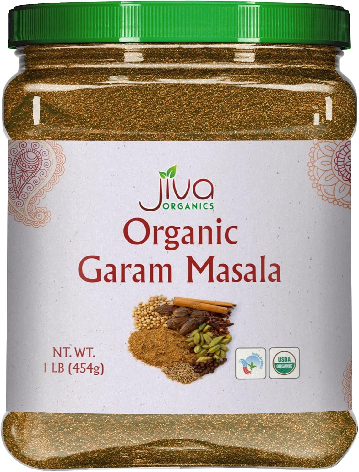 Jiva Organics Organic Garam Masala Powder 1 Pound Bulk Jar - NON-GMO, Salt Free, Premium Indian Spice Blend