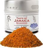 Taste of Jamaica | Authentic Gourmet Jerk Seasoning | Artisanal Spice Blend | Non GMO, All Natural | Handmade in Small Batches in USA | GLP-1 Friendly | Magnetic Tin | 1.5 Ounce | Gustus Vitae | #6