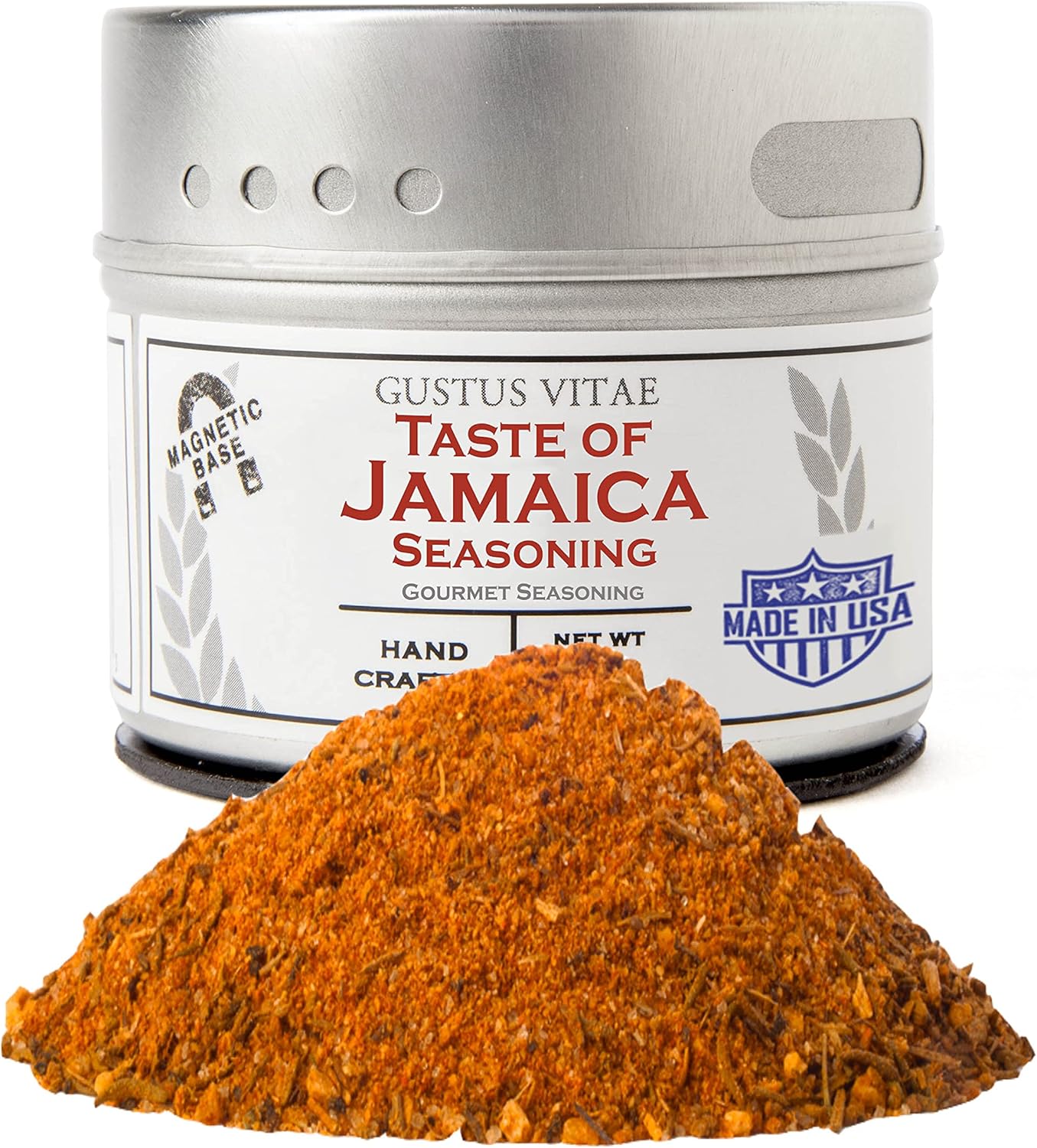 Taste of Jamaica | Authentic Gourmet Jerk Seasoning | Artisanal Spice Blend | Non GMO, All Natural | Handmade in Small Batches in USA | GLP-1 Friendly | Magnetic Tin | 1.5 Ounce | Gustus Vitae | #6
