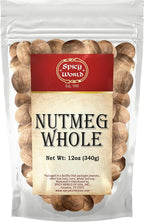 Spicy World Whole Nutmeg 12 Ounce Bag - 60+ Pieces! - Pure, Non-GMO, All Natural, Vegan