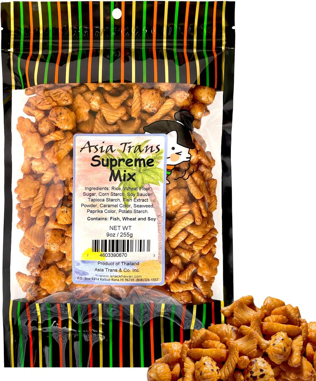 Traditional Supreme Mix Arare Rice Crackers, Mochi Crunch Snack Mix, Sweet, Salty & Umami Flavor, Crunchy Snack, 9 Ounce