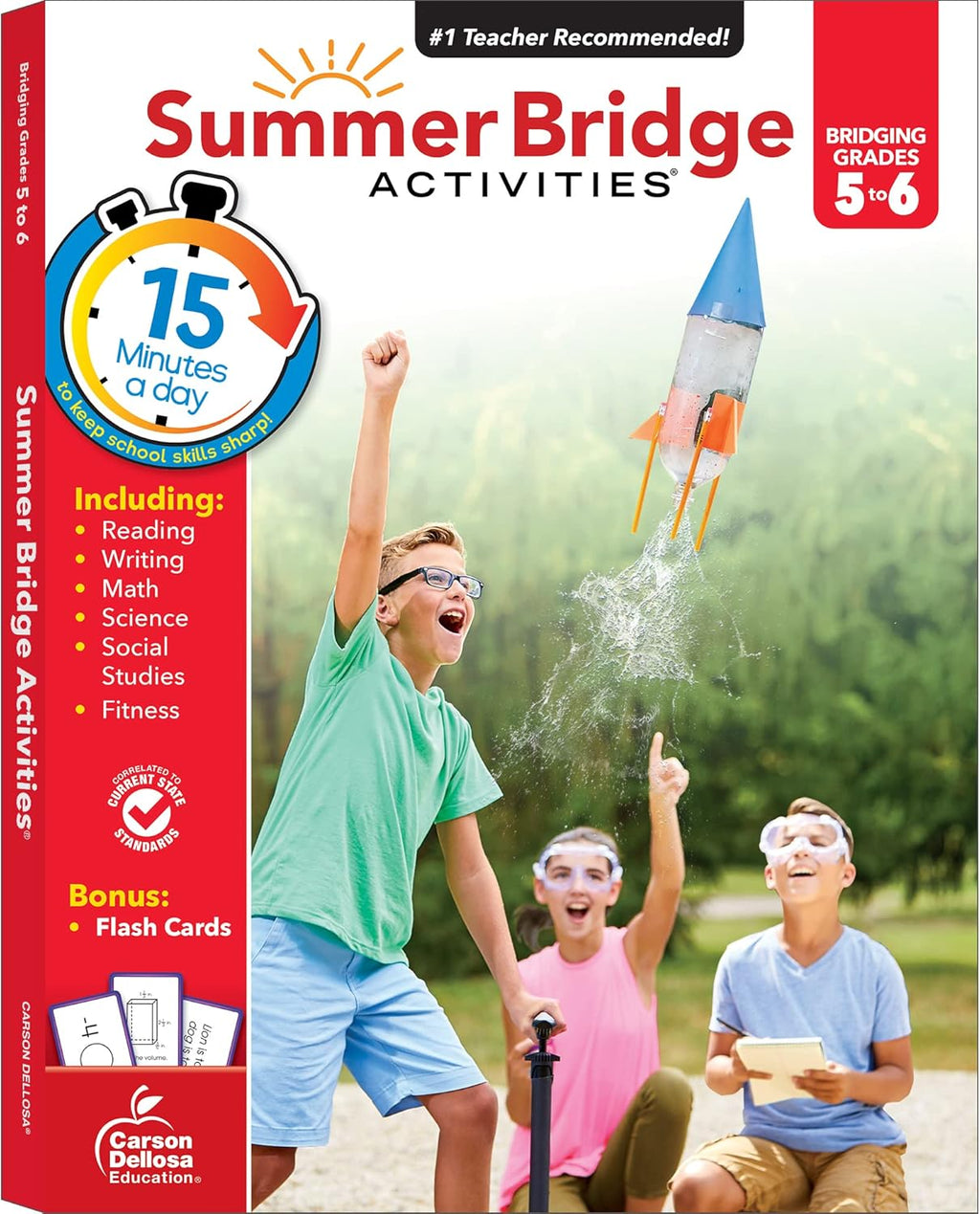 Summer Bridge Activities 5th to 6th Grade Workbooks All Subjects, Activity Book with Math, Reading Comprehension, Science, Fitness, Social Studies, Writing Practice, and Flash Cards (Volume 7)