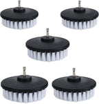 5 Piece 4 inch Drill Brush Soft Bristle White Quick Change Shaft Soft Bristle Power Scrubber Brush Set for Cleaning Car, Boat, Seat, Carpet, Upholstery and Shower Door
