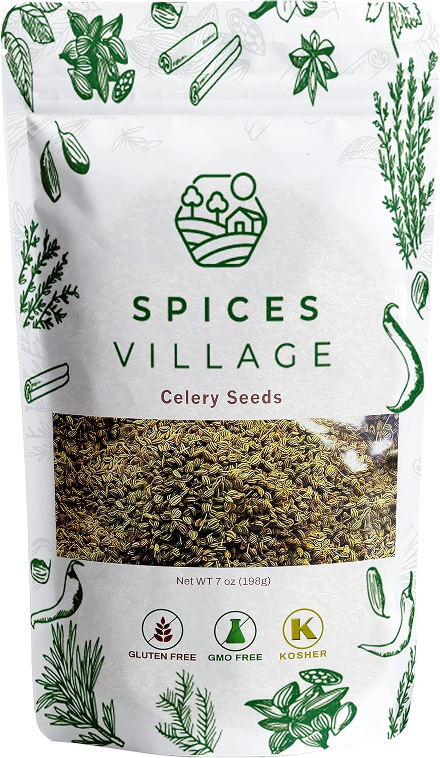 Spices Village Celery Seeds for Cooking, 7 Ounces - Whole Celery Seed Spice for Pickling & Canning - Certified Kosher, Gluten-Free, Non-GMO, Resealable Bulk Bag