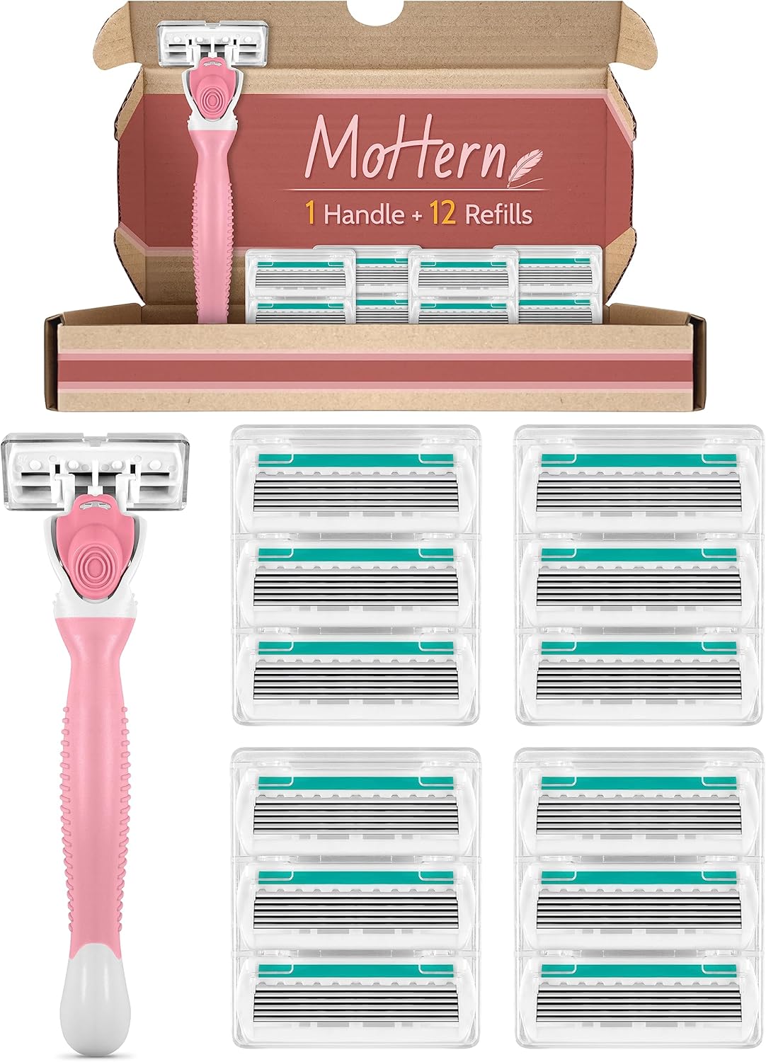 Razors for Women Sensitive Skin, 6 Blades Women’s razors for Shaving, including 1 Travel Razor for Women with 12 Blade Refills