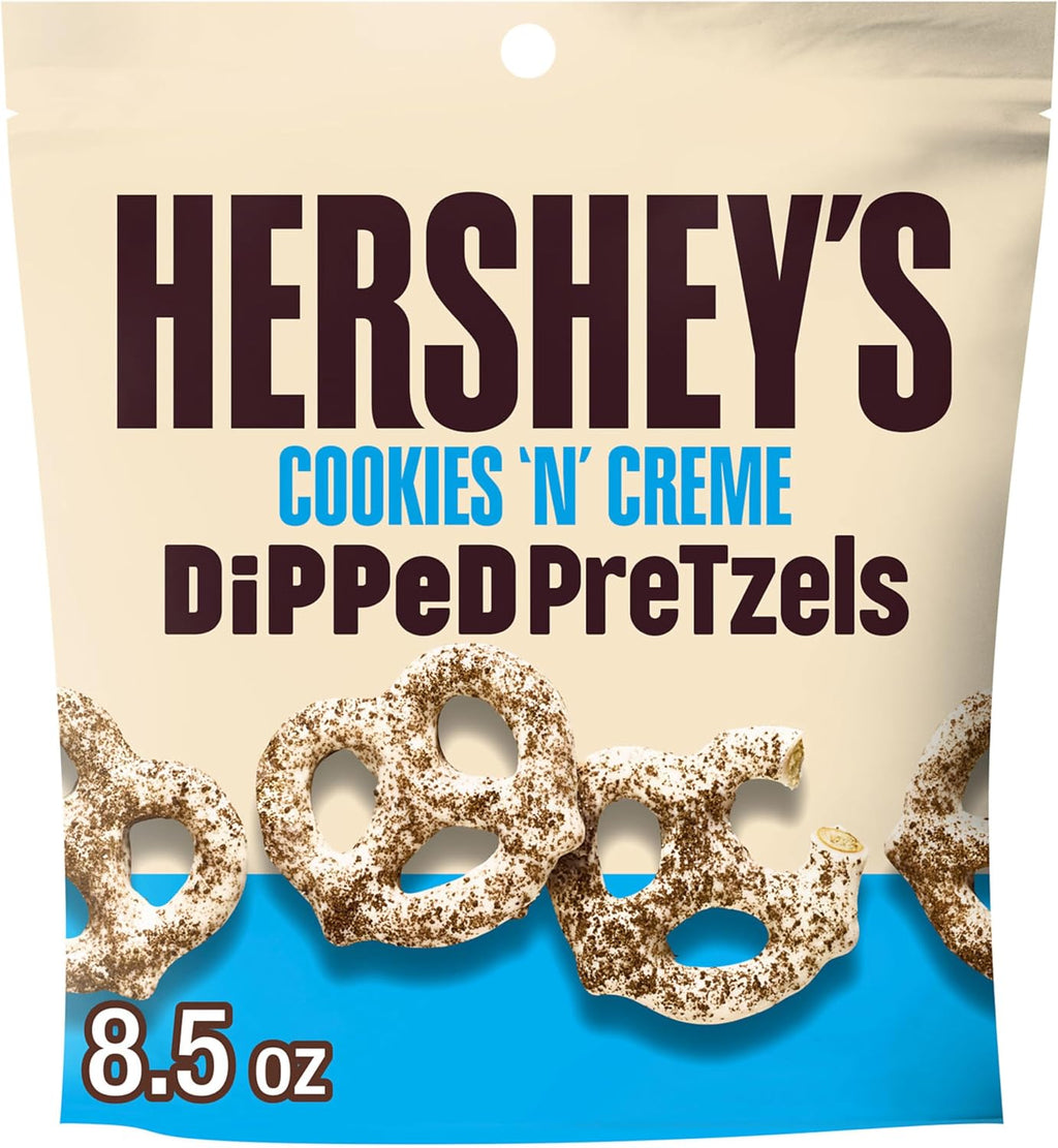 HERSHEY'S Cookies 'n' Creme Dipped Pretzels Bag, 8.5 oz
