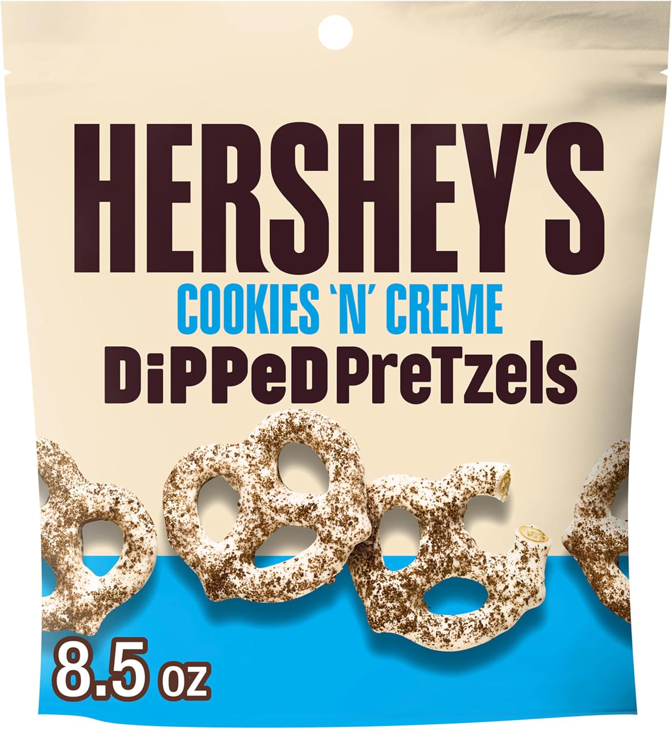 HERSHEY'S Cookies 'n' Creme Dipped Pretzels Bag, 8.5 oz