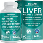 32-in-1 Liver Support with Milk Thistle Supplement – Liver Detox with Silymarin, Artichoke Extract & Beetroot Powder – Comprehensive Wellness Formula for Liver Cleanse – 1426mg (90 count) (Pack of 1)