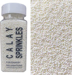 PhilaeEC White Nonpareils Sprinkle 2mm Mini Peals Sprinkle Edible for Cake Decoration Cupcake Topper Cookie Baking Decorations Halloween Christmas Valentine Supplies