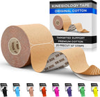 SB SOX Original Cotton Kinesiology Tape Roll – Best Latex Free Athletic Tape for Muscles/Joints – Waterproof, Stretchy, and Gentle on Skin (16ft)