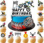 Motorcycle Cake Topper, 25Pcs Motorcycle Cupcake Toppers Dirt Bike Cake Topper Dirtbike Cupcake Toppers, Motorcycle Birthday Cake Decorations for Dirt Bike Birthday Party Decorations Supplies