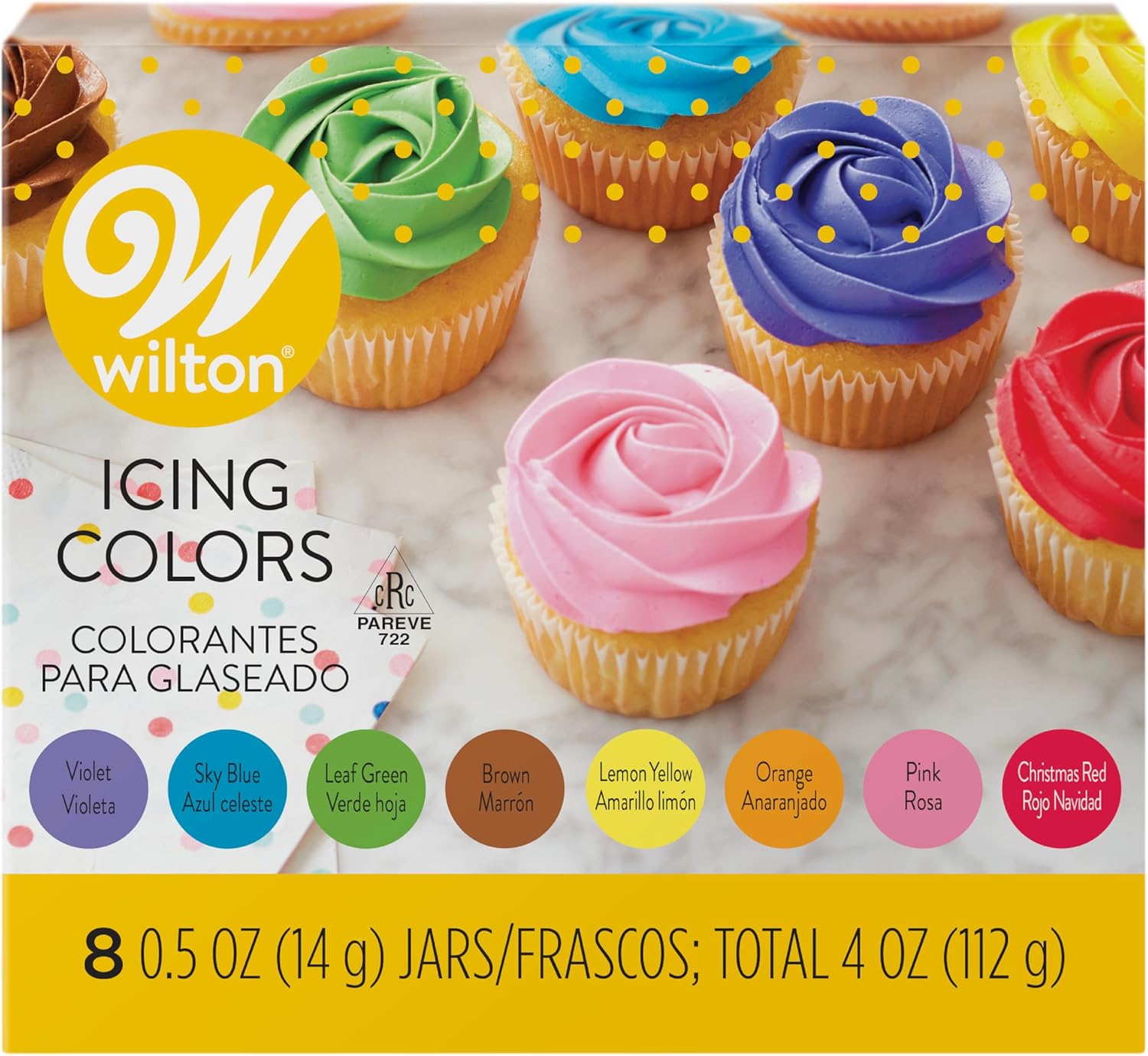 Wilton 8-Count Icing Colors for Cakes & Cupcakes, Gel-Based Colors for Frosting - Note that Packaging May Vary