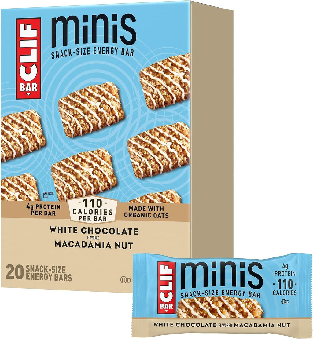 CLIF BAR Minis - White Chocolate Macadamia Nut Flavor - Made with Organic Oats - 4g Protein - Non-GMO - Plant Based - Snack-Size Energy Bars - 0.99 oz. (20 Pack)