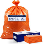 Plasticplace 42 Gallon Trash Bags |3.0 Mil | Orange Heavy Duty Contractor Trash Bags | 33" x 48", 50 Count (Pack of 1)