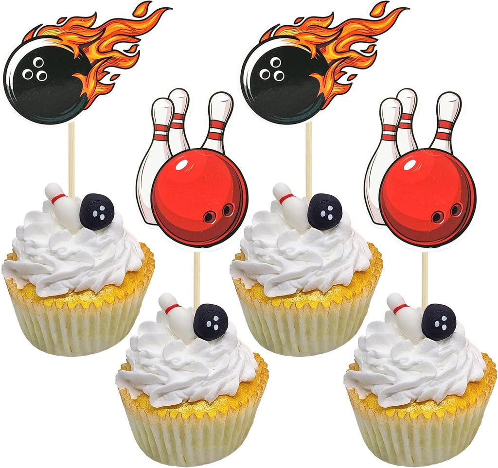 Gyufise 36Pcs Bowling Cupcake Toppers - Sport Party Cupcake Picks & Alley Themed Birthday Party Cake Decorations for Baby Shower & Kids Birthday Parties